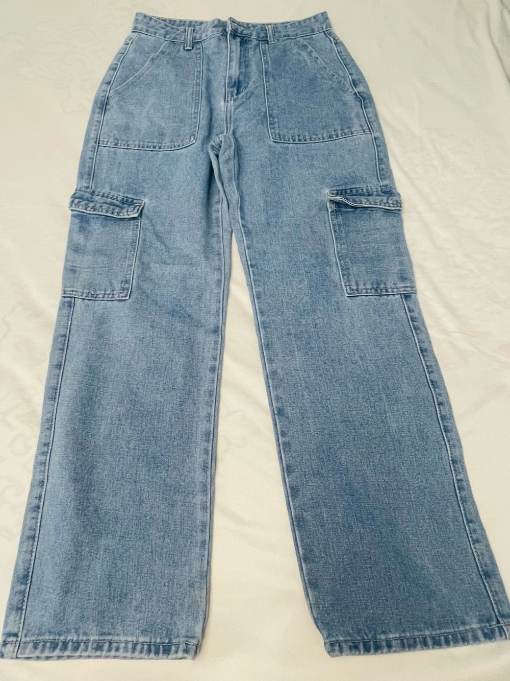 SHEIN Light Blue Relaxed Cargo Jeans